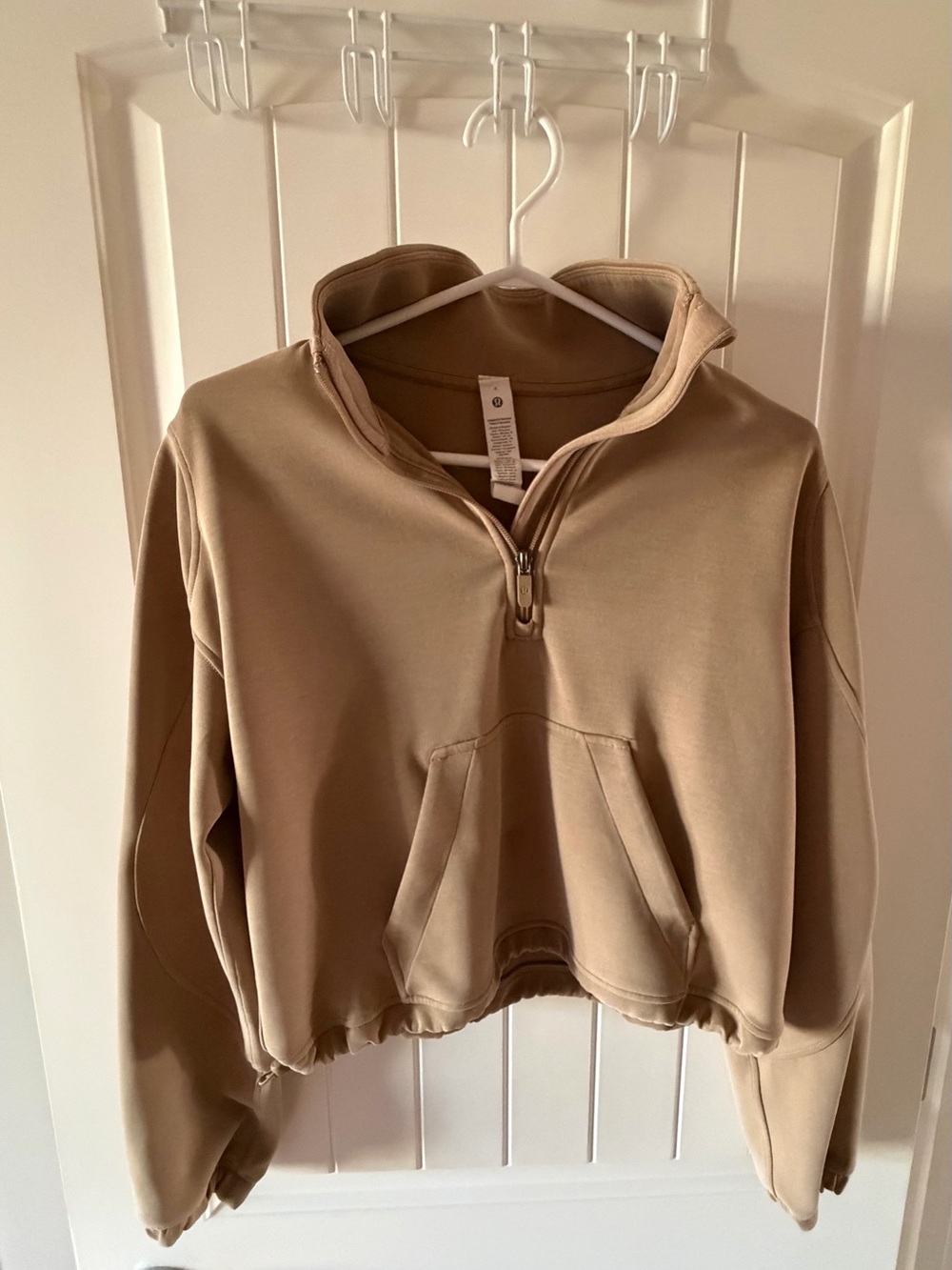 lululemon athletica Women's Cropped Quarter-Zip Sweatshirt - Tan